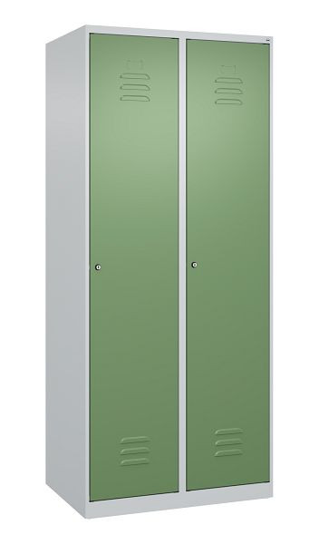 C+P Mehrzweckschrank Classic PLUS, Wäsche-Spind, 2 Abteile, 1850x800x500mm, 7035/6011, Zylinderschlösser, 080000-22B S10019