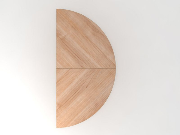 Hammerbacher aanbouwtafel/bijzettafel 2xkwartcirkel/onderstel walnoot/zilver, werkhoogte 68-76 cm, VJA160/N/S