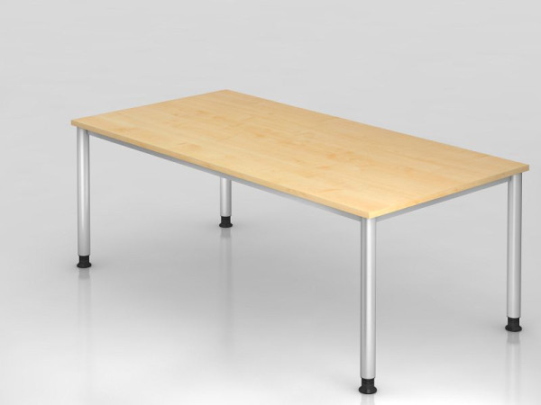Hammerbacher bureau 4 voet rond 200x100cm esdoorn/zilver, rechthoekige vorm, VHS2E/3/S