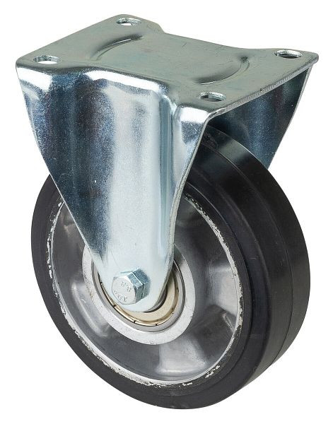 BS rollen transportrol, vaste rol, wielbreedte 40 mm, wiel-Ø 125 mm, draagvermogen 200 kg, zwarte elastische banden, aluminium, kogellagers, LB510.B80.125