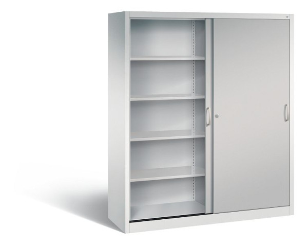 C+P schuifdeurkast Acurado, H1950xB1600xD500mm, kleur: lichtgrijs/wit aluminium, beugelgreep, 5 niveaus, 2150-00 S10199