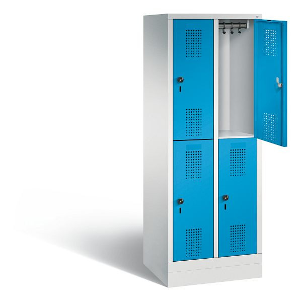 C+P schoolkluis dubbeldekker Evolo, H1600xB610xD500mm, kleur: lichtgrijs/lichtblauw, 483206-20 S10044