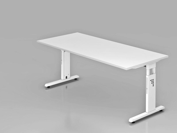 Hammerbacher bureau C-poot 180x80cm wit/wit, werkhoogte 65-85 cm, VOS19/W/W