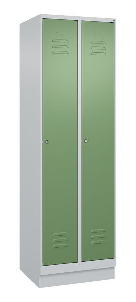 C+P luierkluis Classic PLUS, onderbouw, 2 vakken, 1950x600x500mm, 7035/6011, cilindersloten, 080020-20 S10021