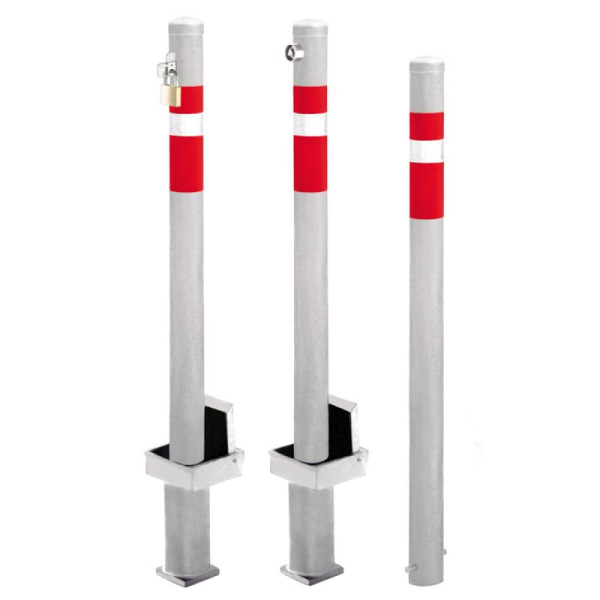 Stein HGS HGS afzetpaal -Steel Line-, voorbereid voor hangslot, sluiting bovenaan, afneembaar, inclusief bodemhuls, met 3 ogen (90°), 14212-03