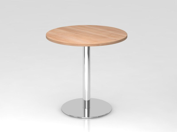Hammerbacher vergadertafel 80cm rond walnoot/chroom, verchroomd frame, VSTF08/N/C
