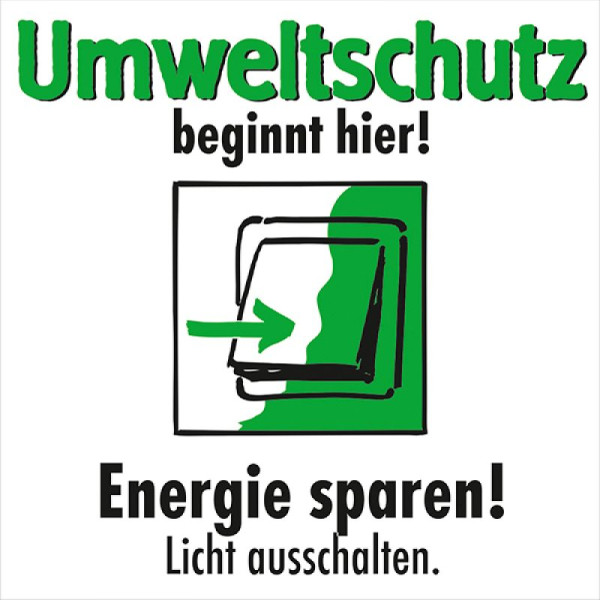 Steen HGS motivatiebord Bespaar energie! Licht uit, vierkant, 100 x 100 mm, 35.6894