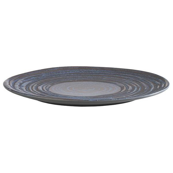 APS bord -LOOPS-, Ø 27 cm, hoogte: 2 cm, melamine, binnenkant: decor, donkerblauw, buitenkant: donkergrijs, 85028