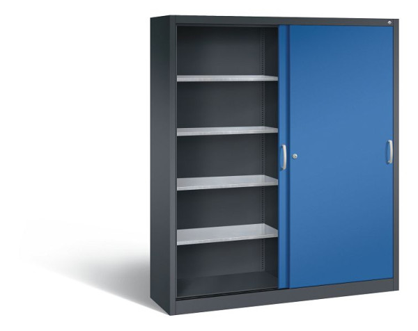 C+P schuifdeurkast Acurado, H1950xB1600xD400mm, kleur: zwartgrijs / gentiaanblauw, beugelgreep, 2149-00 S10094
