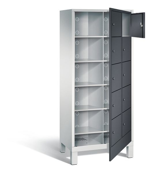 C+P wasverzamelkast Evolo, H1850xW810xD500mm, kleur: lichtgrijs / zwartgrijs, 48060-205 S10146