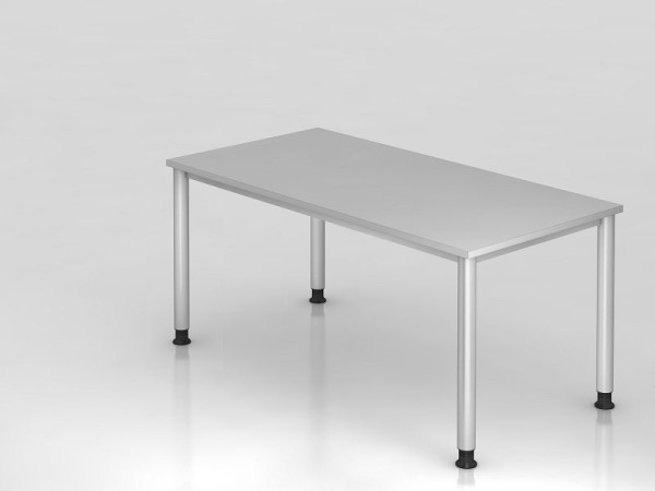 Hammerbacher bureau 4 voet rond 160x80cm grijs/zilver, rechthoekige vorm, VHS16/5/S