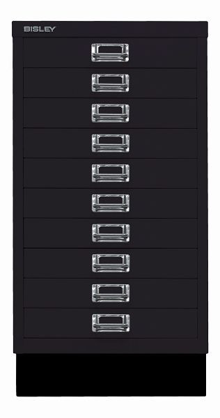 Bisley MultiDrawer™, 29-serie met onderstel, DIN A3, 10 laden, zwart, L29A310S633