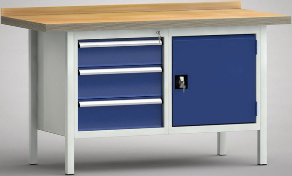 KLW standaard werkbank - 1500 x 700 x 840 mm L x D x H, WS177N-1500M40-E7025