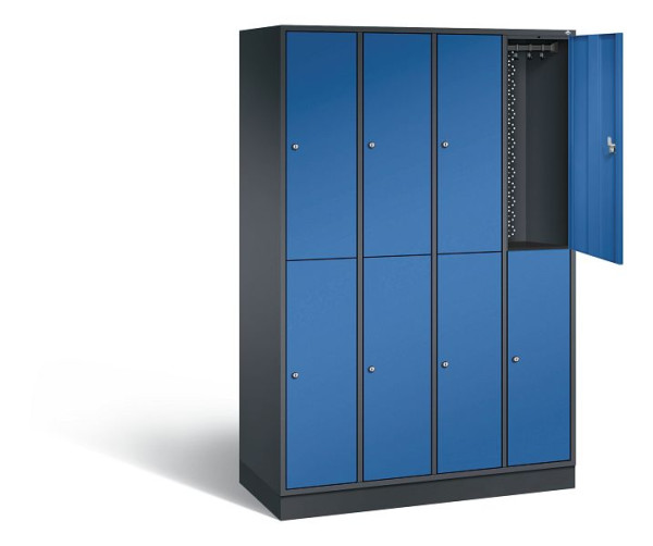 C+P locker, dubbellaags intro, H1950xW1220xD490mm, kleur: zwartgrijs / gentiaanblauw, 8270-401 S10066