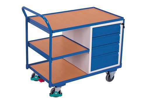 DENIOS classic-line werkplaatswagen met 3 laadvlakken en 4 laden, 271538