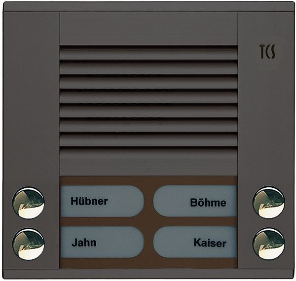 TCS audio voordeurstation serie PES 4 belknoppen (rechts/links uitgelijnd), AP brons, PES04-EB/04