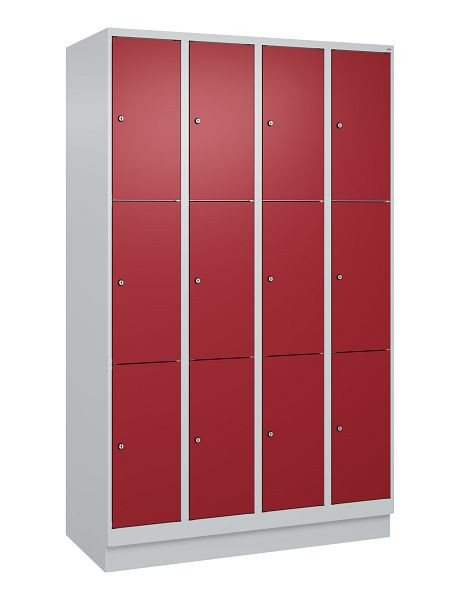 C+P lockerkast Classic PLUS, onderstel, 4 vakken met elk 3 vakken, 1950x1200x500mm, 7035/3003, 080020-403 S10001