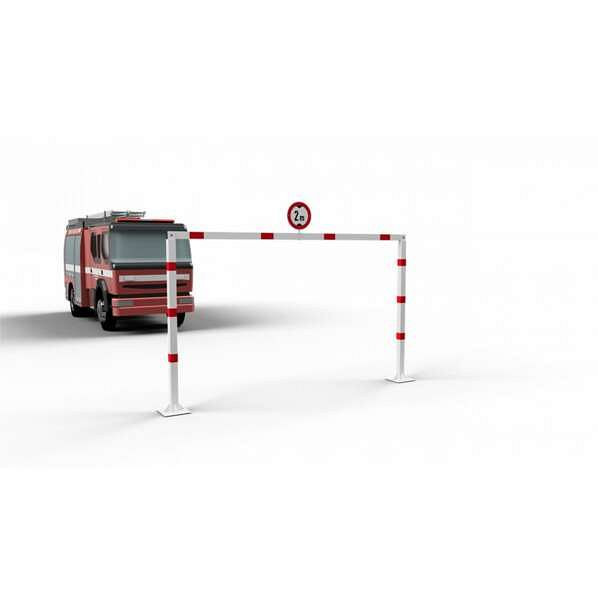 Schake hoogtebegrenzer 70x70mm - vast - voor pluggen, doorgangshoogte: ca. 2,0m, totale hoogte: ca. 2,10m, totale breedte: 4,00m, wit/rood, 417_40BP