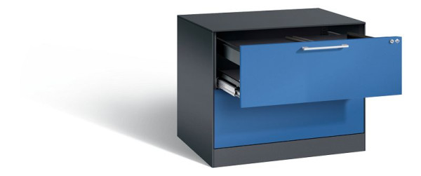 C+P hangarchiefkast Asisto, H710xB800xD600mm, kleur: zwartgrijs / gentiaanblauw, beugelgreep, 146273-212 S10086