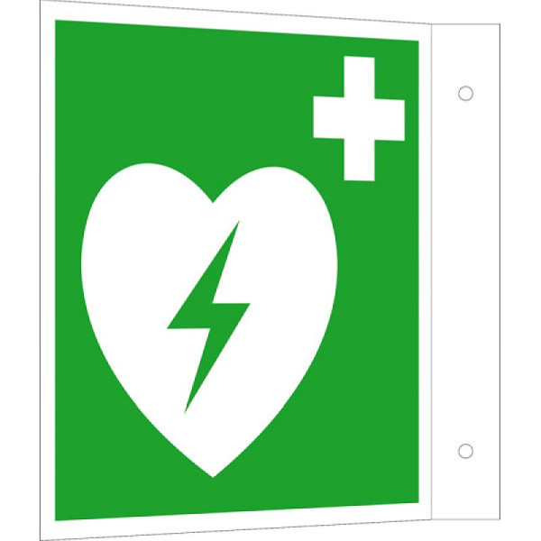 Stein HGS HGS reddingsbord als vlagbord, defibrillator, 150 x 150 mm, kunststof, gecoat, 44.a3902