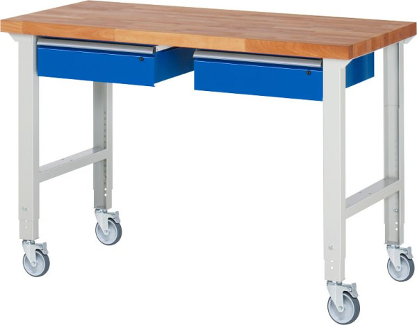 RAU verrijdbare werkbank (in hoogte verstelbaar) 7002A1, 1500x700x950-1000mm, 4 zwenkwielen, 05-7002A1-157B4H4.11