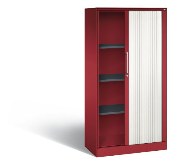 C+P rolluikkast Asisto, H1639xB800xD435mm, kleur: robijnrood/verkeerswit, beugelkruk, 4 niveaus, 143013-000 S10061