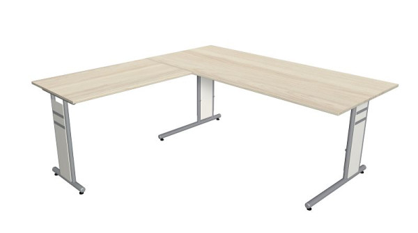 Kerkmann bureau B 1800 x D 800 x H 680-820 mm met aanbouw-/aanbouwtafel, vorm 4, kleur: esdoorn, 11412450
