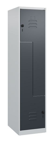 C+P Z-Spind Classic PLUS, 2 Abteile, 1700x400x500mm, 7035/7016, Drehriegel, 0800037-122 S10015