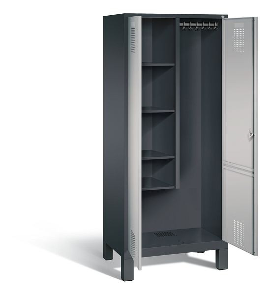 C+P reinigingsmiddelenkast Evolo, H1850xW810xD500mm, kleur: zwart-grijs/wit aluminium, 48110-02 S10062