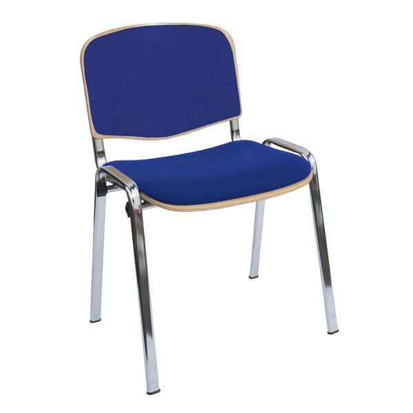 Lüllmann bezoekersstoel, bekleed met beukenmultiplex, 450/810 x 545 x 425 mm, chroom/blauw, 225481