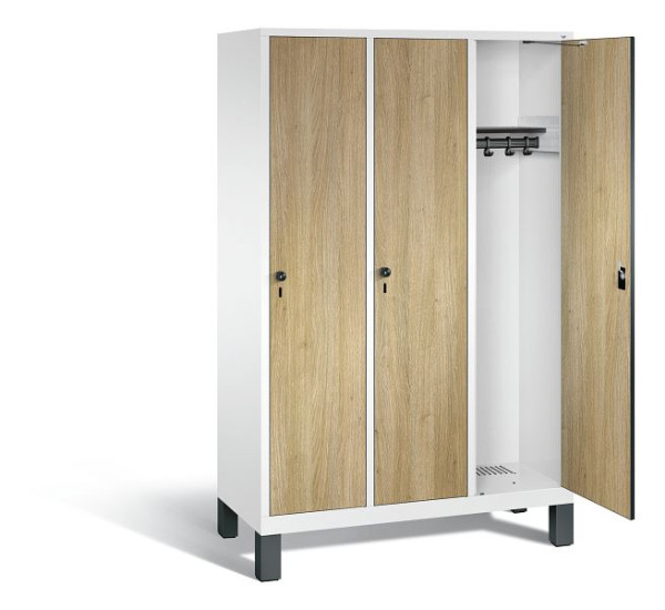 C+P Evolo kleerkast, H1850xB1200xD500mm, kleur: verkeerswit / decor eiken Sereno, 48010-32 S10317