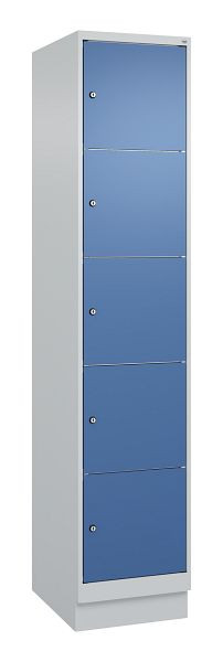 C+P lockerkast Classic PLUS, onderstel, 1950x400x500mm, 7035/5023, met 5 vakken, 080020-125 S10005