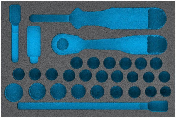 Hazet 2-componenten zachtschuiminleg, voor 163-223 Afmetingen / lengte: 342 mm x 172 mm Organisatiesysteem Afmeting: 1/3 (342 x 172 mm), 163-223L