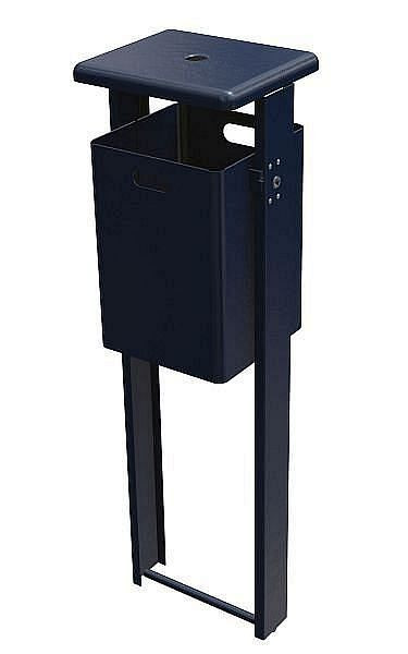 Renner rechthoekige staande afvalcontainer 40 L (inclusief asbak), met ronde kap (t=3 mm), kobaltblauw, voet en kap gecoat, 7083-70PB 5013