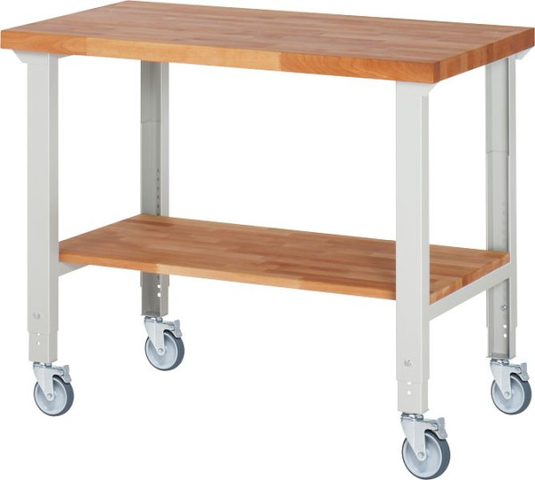 RAU verrijdbare werkbank (in hoogte verstelbaar) 7000-7, 1250x700x950-1000mm, 4 zwenkwielen, 05-7000-7-127B4H4.12