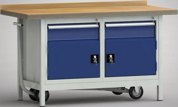 KLW standaard werkbank, verrijdbaar 1500 x 700 x 840 mm L x D x H, WS732N-1500M40-E1650