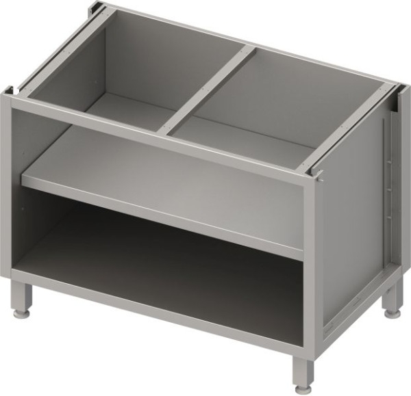 Stalgast RVS onderkast bak versie 2.0, voor poten/sokkelframe, open, met tussenblad 1300x540x660 mm, BX13550