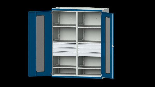 ANKE werkbanken, zware kast, model 403, 1485 x 690 x 1950 mm, zichtvlak van plexiglas, RAL 7035/5010, 621.293
