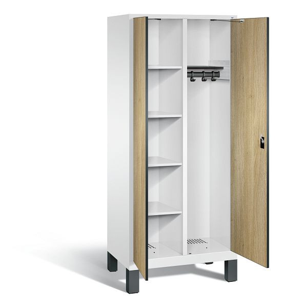 C+P reinigingsmiddelenkast Evolo, H1850xW810xD500mm, kleur: verkeerswit / decor eiken Sereno, 48060-22 S10088