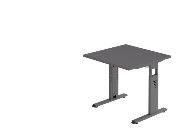 Hammerbacher bureau C-poot 80x80cm grafiet/grafiet, werkhoogte 65-85 cm, VOS08/G/G