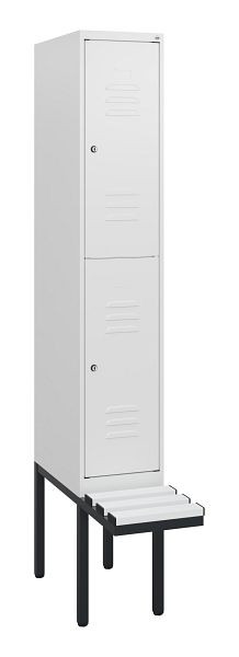 C+P dubbeldekskast Classic PLUS, 1950x300x815mm, 9016/9016, cilindersloten, met basisframe en zwevende zitting, 0803405-10 S10089