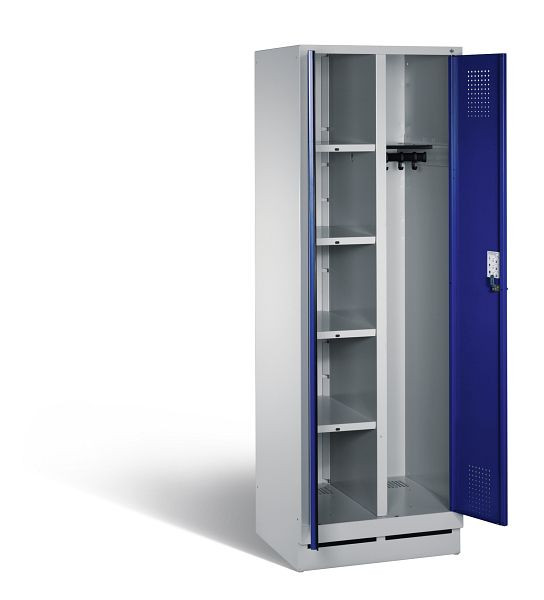 C+P reinigingsmiddelenkast Evolo, H1800xB610xD500mm, kleur: lichtgrijs / gentiaanblauw, 48160-20 S10103