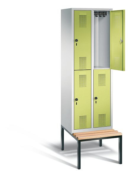 C+P locker dubbeldekker Evolo, H2090xB610xD815mm, kleur: lichtgrijs / virid groen, 48350-20 S10178