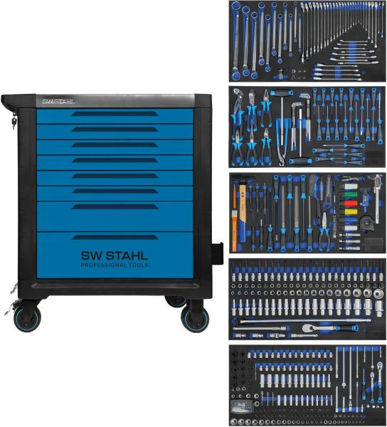 SW-Stahl professionele werkplaatswagen TT802, blauw, uitgerust, 434 stuks, Z3200