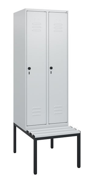 C+P luierkastje Classic PLUS, met onderbank, 2 vakken, 1950x600x815mm, 7035/7035, draaibare sluiting, 0800505-20 S10039