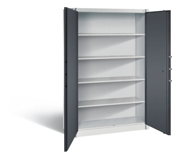 C+P brandwerende kast Certos, H1950xB1200xD500mm, kleur: lichtgrijs / zwartgrijs, handgreep, 5 OH, 1180-00 S10310