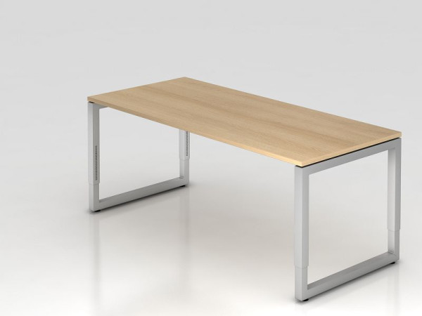 Hammerbacher bureau O-voet vierkant 180x80cm eiken, rechthoekige vorm met zwevend tafelblad, VRS19/E/S