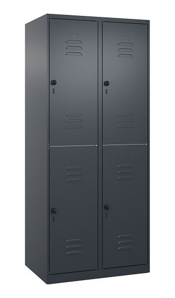 C+P Doppelstöckiger Spind Classic PLUS, 2 Abteile, 1850x800x500mm, 7016/7016, Drehriegel, 080300-22 S10010