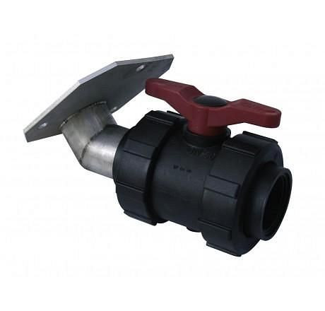 Cemo PP kogelkraan R1 met RVS flens 100 mm, 6444