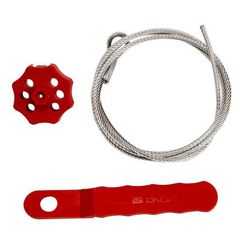 DENIOS spin-afsluitsysteem met apparaat en kabel, lengte 1,50 m, rood, 311982
